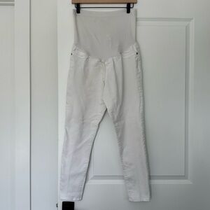 Liz Lange Maternity (S) White Stretch Denim Jeans with Stomach Baby Panel